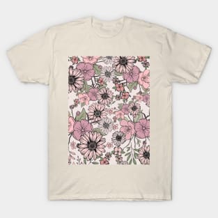 Wild Flowers Floral Pattern Design T-Shirt